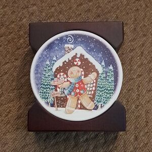 Canterbury Collection Holiday Gingerbread Absorbent Coaster Set Of 4